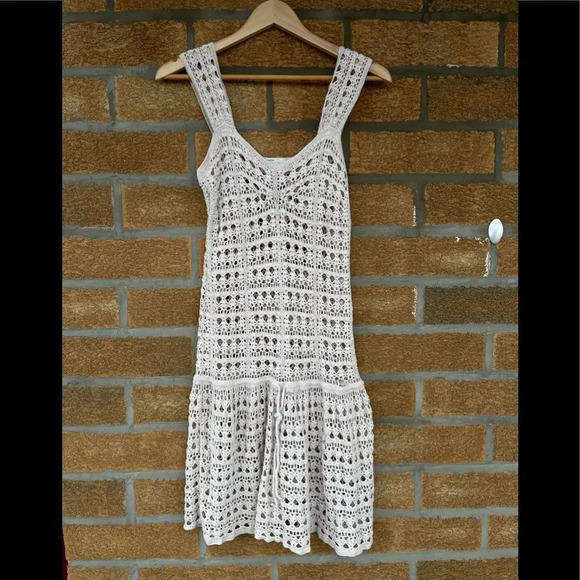 Vince Creme Crochet Lace Boho Sun Dress M - Picture 1 of 9